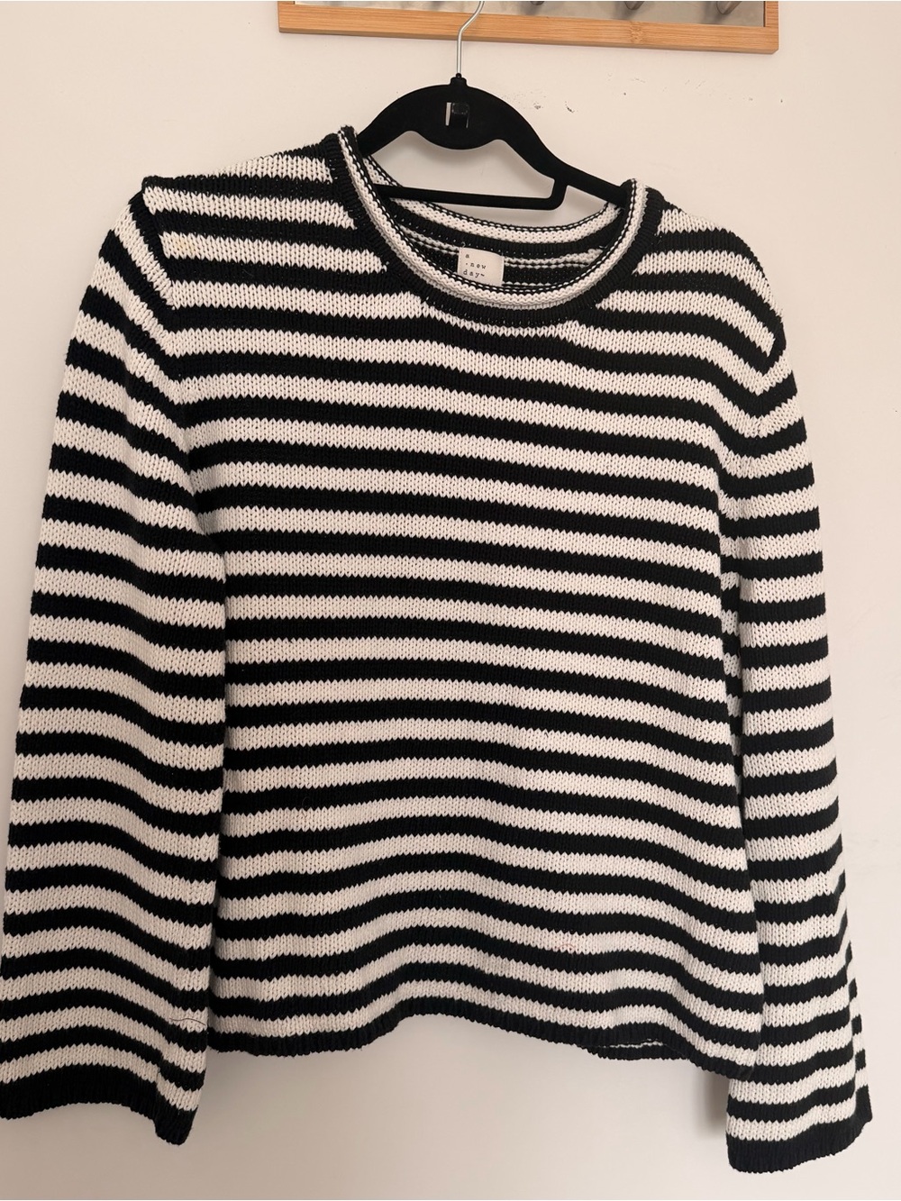 a new day Black & White Striped Crewneck Sweater